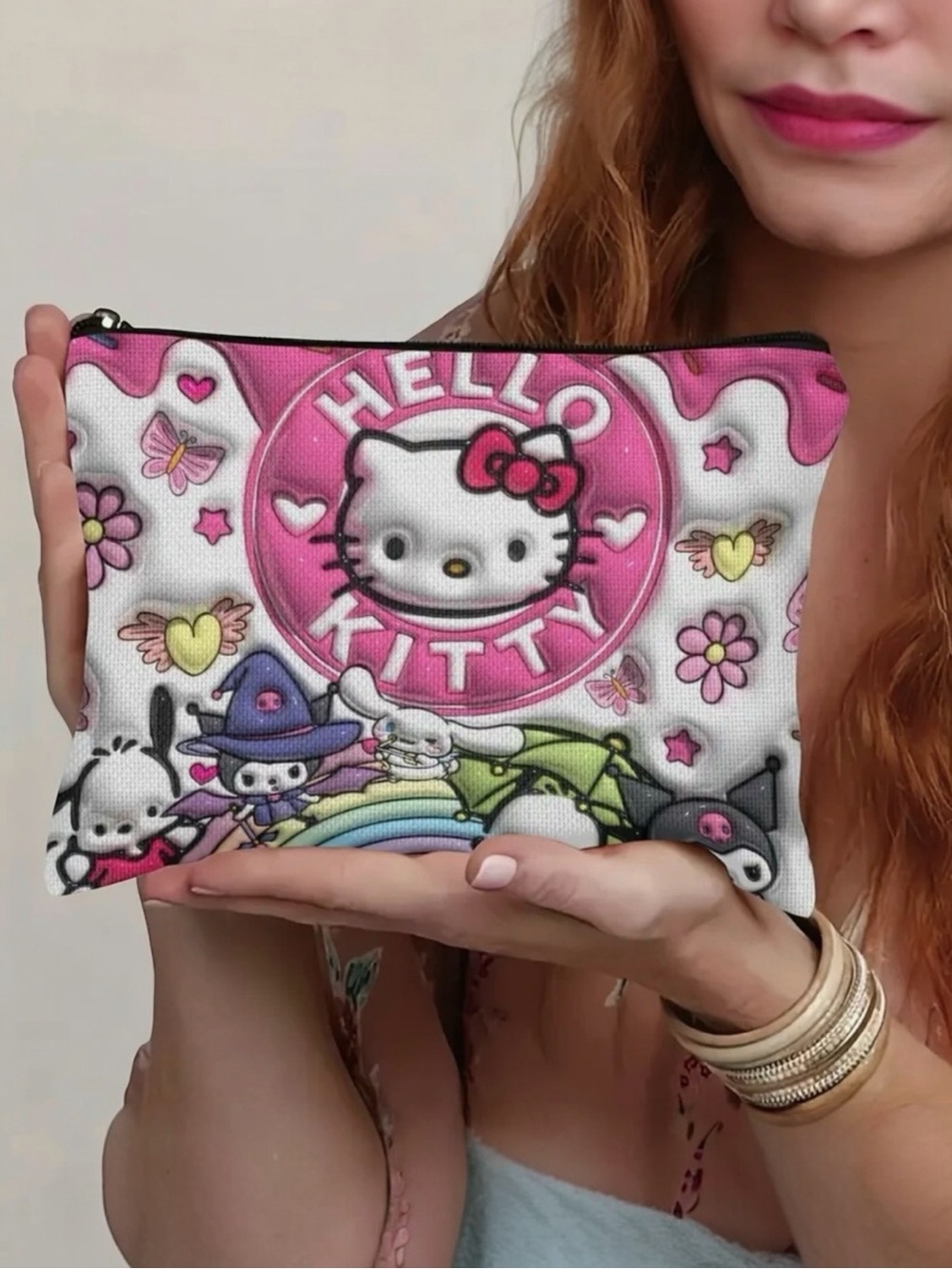NEW Sanrio HELLO KITTY & Friends 3D Puffy Textured Makeup Bag